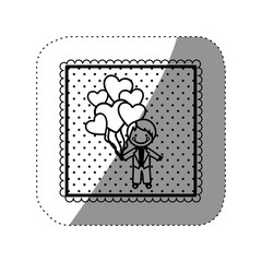 symbol bridegroom with red heart balloons in his hand, vector illustraction