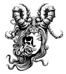 beautiful demon girl symbolizing death