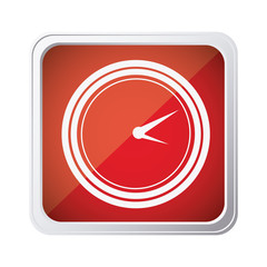 red emblem clock icon, vector illustraction design image