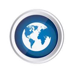 blue emblem earth planet icon, vector illustraction design