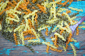 pasta on wooden