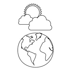 figure earth planet with cloud and sun, vector illustraction design