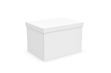 Naklejka premium 3d rendering of a white rectangle box with a closed lid on white background.