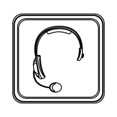 figure emblem headphone service icon, vector illustraction design