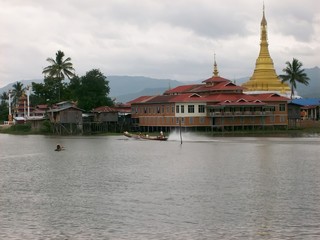 Boat ride on the canals of Inle Lake in Burma