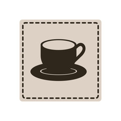sticker cup with plate icon, vector illustraction design image