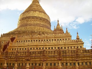  Shwezigon Pagoda in closeup  near Bagan  in Burma