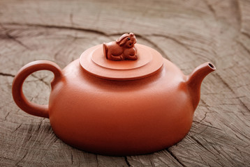 chinese tea pot. Clay pot.