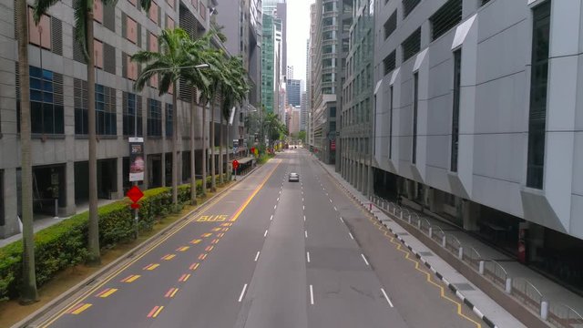 Singapore city road Aerial Empty road