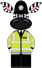 Cute Cartoon Zebra Policeman