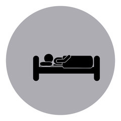 blue emblem sticker bed and person sleeping, vector illustraction design image