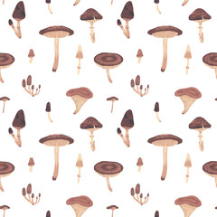 Forest mushrooms seamless pattern. Vector illustration