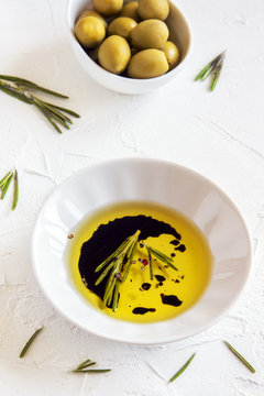olive oil with rosemary, balsamic