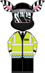 Cute Cartoon Zebra Riot Policeman