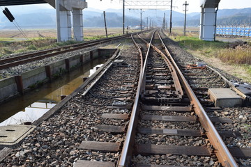 Fototapeta premium 鉄道線路の分岐ポイント