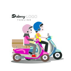 fast delivery with motorcycle logo vector