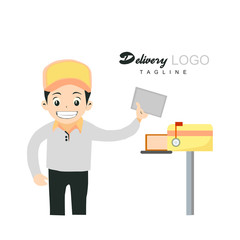 Delivery Man Logo Vector 