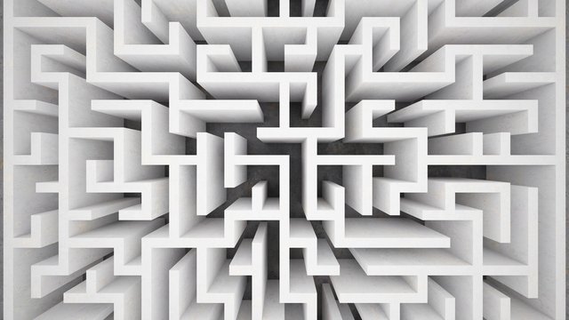 3d rendering maze in top view