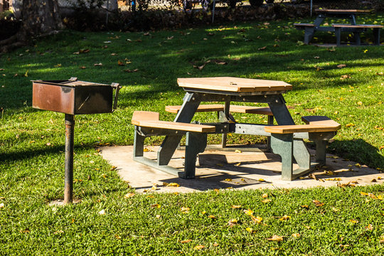 Picnic Tables & BBQ Stand in Park
