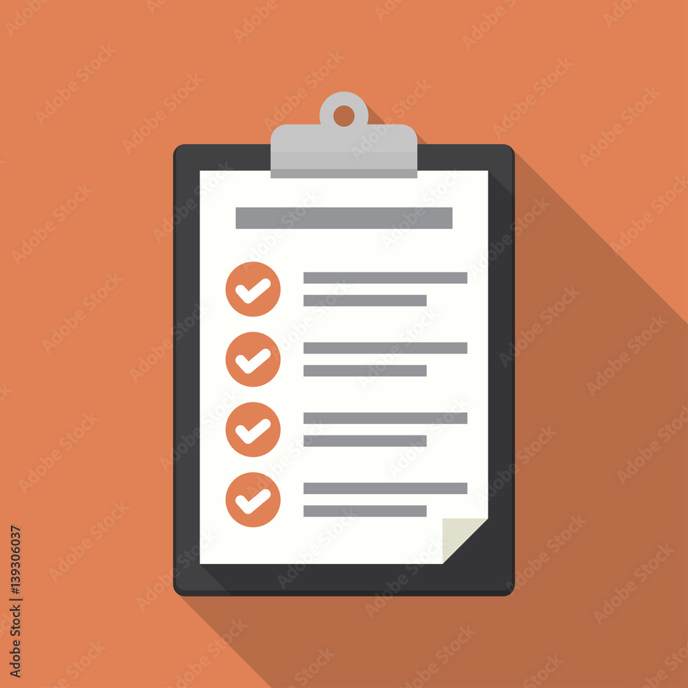 Leinwandbilder clipboard with checklist icon. flat illustration of clipboard with checklist icon for web
