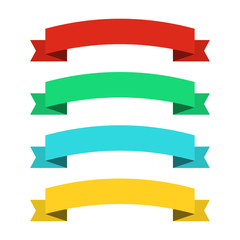 Fototapeta premium Flat ribbons banners. Ribbons in flat design. Vector set of colorful ribbons