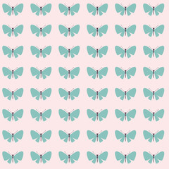 Repeating turquoise butterflies on a light background.