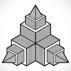 Engineering three-dimensional construction, abstract vector trigonometric shape.