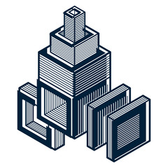 3D design, abstract vector dimensional cube shape.