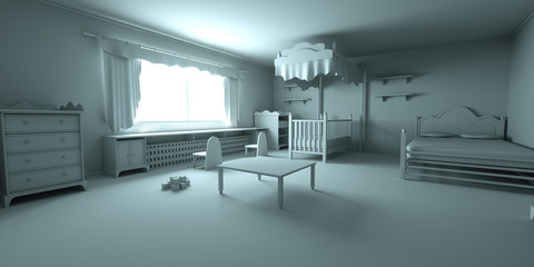 Children's room, 3d render
