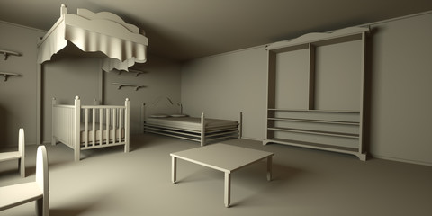 Children's room, 3d render