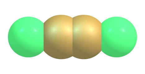 Dichloroacetylene molecular structure isolated on white