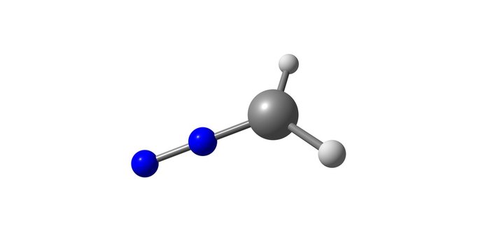 Diazomethane molecular structure isolated on white