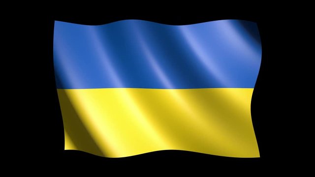 Flag of Ukraine isolated on alpha channel, seamless looping