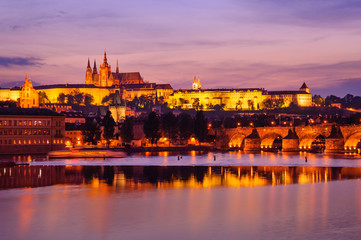 夕暮れのプラハ城