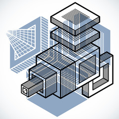 Abstract vector isometric dimensional shape made using geometric figures.