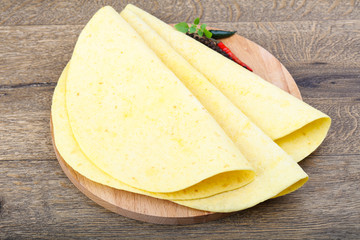 Tortilla on the wood background