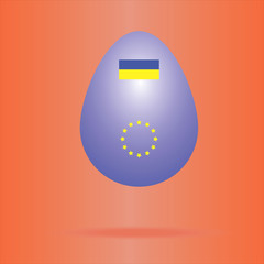 яйцо с символом Евросоюза и  флагом Украины 