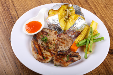Grilled pork steak