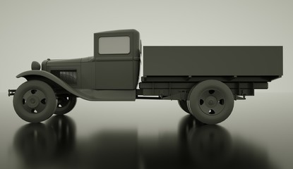 Old retro car wartime, 3d render