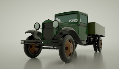 Old retro car wartime, 3d render