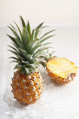 Ripe pineapple with ice