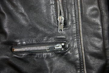 Black leather with zipper in different positions