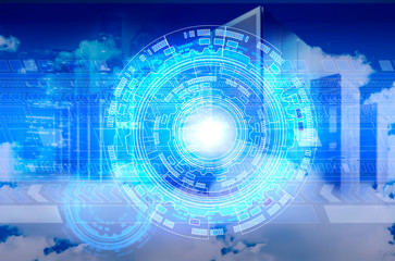 Obraz premium abstract Computer in cloudy sky as symbol for cloud-computing