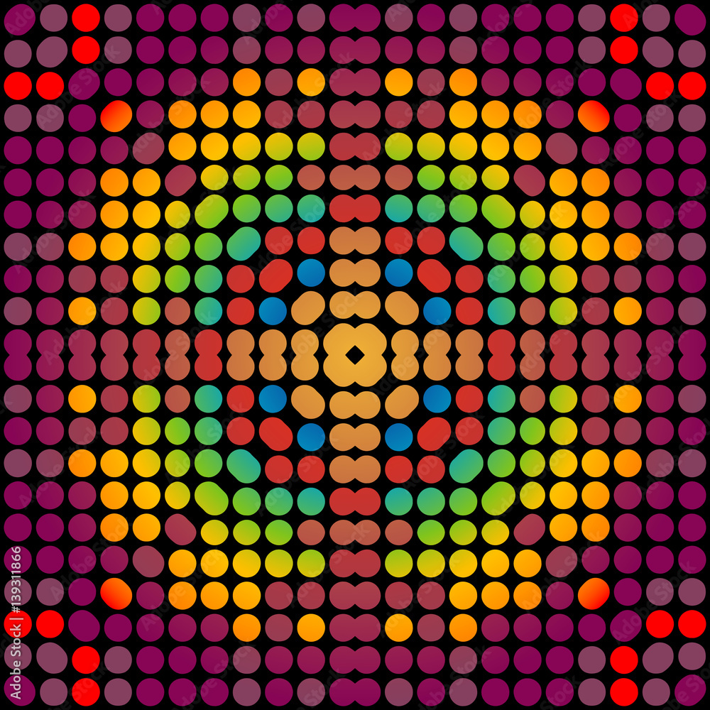 Poster abstract texture decorative pattern of colored circles on a dark background
