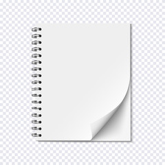Blank realistic spiral notepad on transparent background