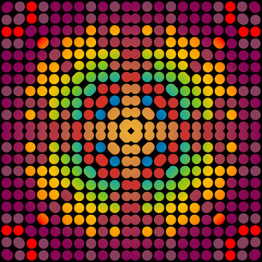abstract texture decorative pattern of colored circles on a dark background