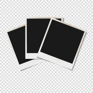 Blank old photo frames isolated on transparent background