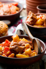 Hungarian Cholent Slow Cooker Beef-Stew.rustic style.