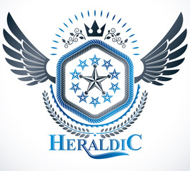 Vintage emblem, vector heraldic design.