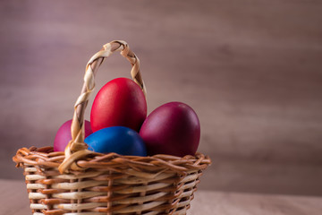 Happy Easter, colorful egg basket